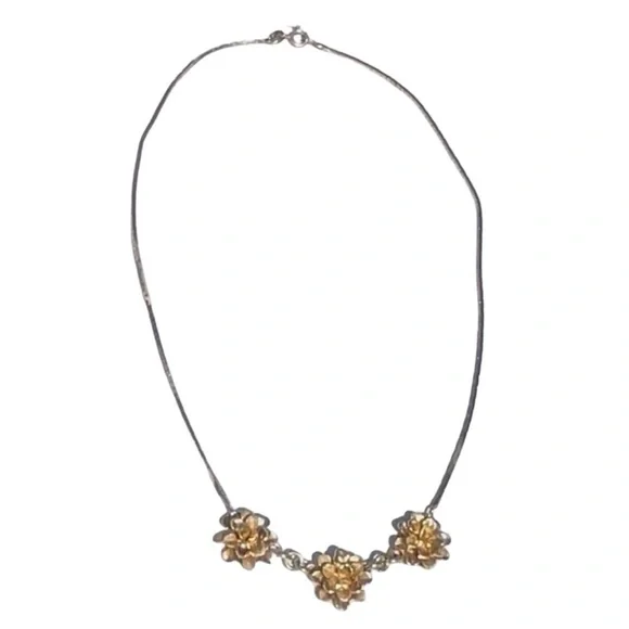 Elegant 14k Solid Italian Yellow Gold Floral Necklace! RARE! - Picture 2 of 8